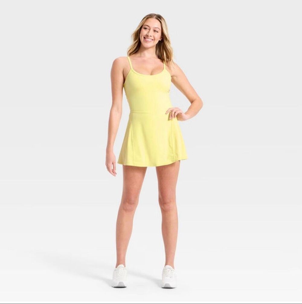 Joy Lab Light Yellow Open Back Active Dress Size XXL